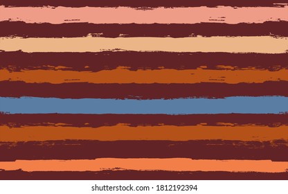 Stripes pattern. Seamless vector striped background. Red autumn paint brush strokes. Bright fall graphic stripes, paintbrush line print. texture lines backdrop