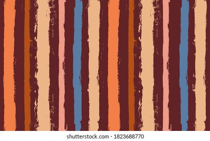 Stripes pattern. Seamless vector striped background. Red autumn paint brush strokes. Bright fall graphic stripes, paintbrush line print. texture lines backdrop