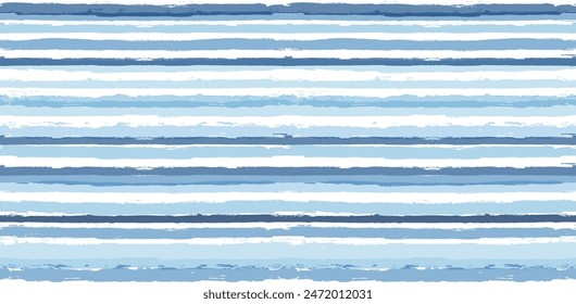 Patrón de rayas, líneas de pincel de acuarela, fondo de Vector sin fisuras rayas azul verano, rayas grunge de pincel azul marino.