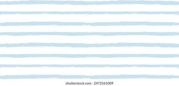 Stripes pattern, watercolor paintbrush lines, summer blue striped seamless vector background, navy brush grunge stripes.