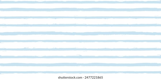 Stripes pattern, watercolor paintbrush lines, summer blue striped seamless vector background, navy brush grunge stripes.