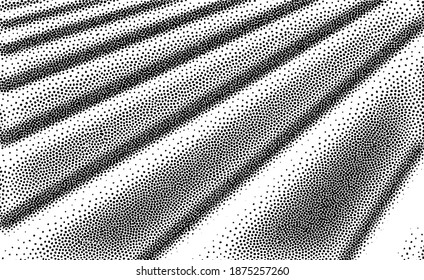 Stripes in perspective. Halftone 3D rendering vector graphic background isolated on white backdrop