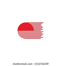 stripes red sun japan style design symbol logo vector