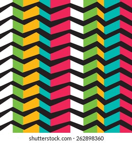 Stripes seamless background in different colors with zigzag lines