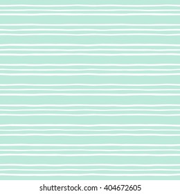 Stripes seamless background. Thin hand drawn uneven bars vector pattern. Striped abstract template. Cute free hand drawn streaks texture. White pinstripes on mint green backdrop.