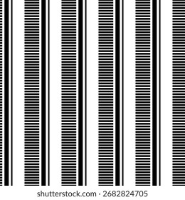 Stripes Seamless Pattern Black and White Color Design. Line Vertical Pattern Vector