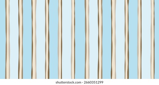 Stripes seamless pattern. Blue and brown lines print. Watercolor sea stripes background