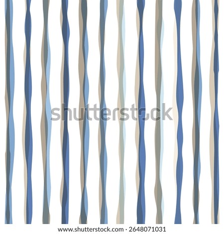 Stripes seamless pattern. Blue and brown lines print. Watercolor sea stripes background