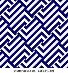 stripes seamless pattern vector illustration with blue and white colors. Vintage optical illusion background.