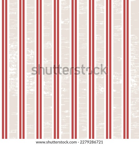 Stripes seamless red and light grey background. Thin hand drawn uneven line pattern. Vertical striped abstract template. Cute streaks texture. Scandinavian style vector textile, wall design