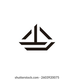 stripes ship boat simple geometric logo vector 
