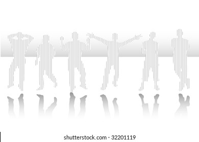 stripes Silhouettes of six boys