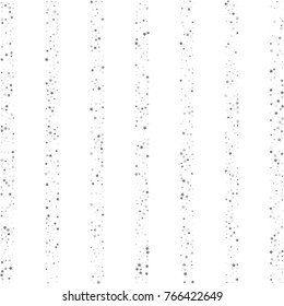 Stripes of Silver Glittering Stars Confetti. Glamour, Luxury Design Pattern with Sparkles, Glittering Stars on White Sky Background. Wedding, Invitation, Greeting Card Striped Background Template.