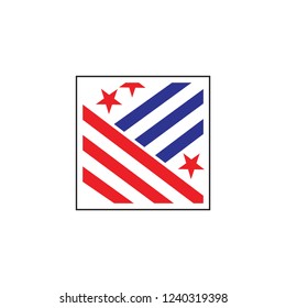 stripes star ribbon geometric loogo vector