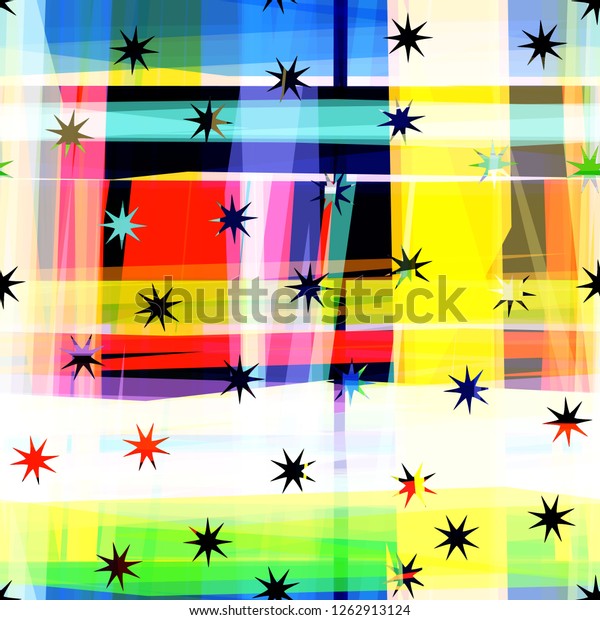 Stripes Stars Colorful Seamless Texture Fantasy Stock Vector