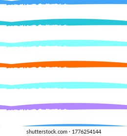 Stripes Summer Motif. Modern Seamless Pattern. Abstract Shape Brush Line. Trending Seamless Pattern Vector Background. Watercolor Hand Drawn Textures Stripy Strokes. Summer Bright Stripes, Brushes.