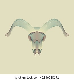 the stripes that form the skull of a mountain goat using vintage and classic colors