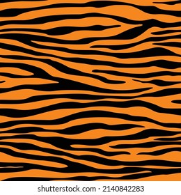 
Streifen eines Tigers auf orangefarbenem Hintergrund, Vektorgrafik zum Drucken von Kleidung, Papier, Stoff.