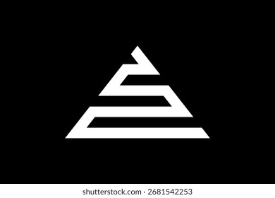 Logotipo de arte da linha do triângulo das listras - Design moderno do vetor para marcas minimalistas, geométricas e elegantes