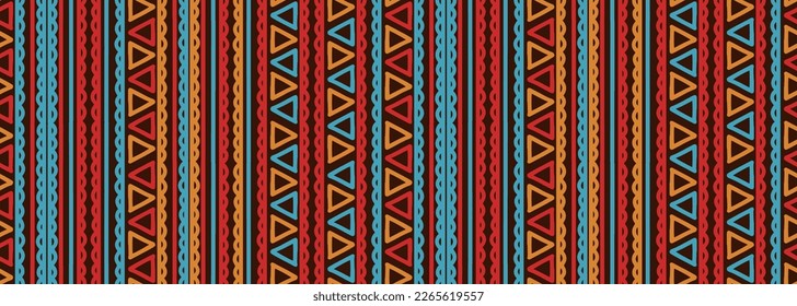Stripes triangle pattern, tribal hand drawn repeat geometric, colorful drawing. African navajo background, ethnic vector illustration, good for print and wrapping textile.
