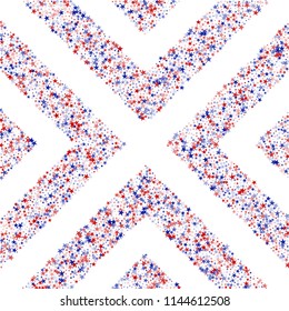 Stripes of United States Holiday Stars Confetti. USA Cover Pattern Design. American Democracy Texture. Flyer, Cover Stars Background.