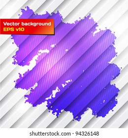 Stripes vector background. Purple paint splashes. Graffiti trace