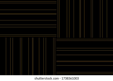 Streifen aus vertikalem und horizontalem Muster Design polare Linien Gold auf schwarzem Hintergrund. Design-Druck für Illustration, Textur, Textil, Tapete, Hintergrund. Set 5