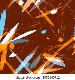 Stripes with Watercolor Grunge Brush Style Effect. Hand Painted Fashion Seamless Pattern. Painted Watercolor Style Texture. Cloth, Linen, Textile Print Design Background.