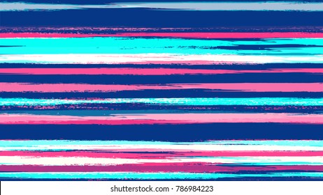 Stripes with Watercolor Grunge Brush Style Effect. Hand Painted Fashion Seamless Pattern. Painted Watercolor Style Texture. Cloth, Linen, Textile Print Design Background.