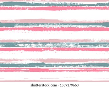 Stripes watercolor paintbrush seamless vector pattern. Color lines on white background. Distressed watercolor background with pain stripes. Trendy colors design. Original decor lines pattern.