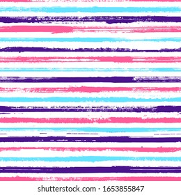 Stripes watercolor paintbrush seamless vector pattern. Ink paint lines textured background. Distressed watercolor background with pain stripes. Decorative retro chevron. Curtains old style pattern.