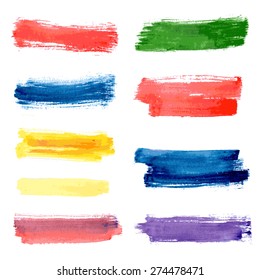 stripes watercolor paints on a white background