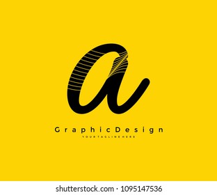A stripes wave letter logo design