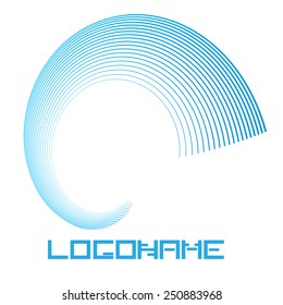 Stripes Wave Logo Element. Surfing Icon . Blue Lines . Vector Illustration.