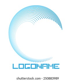 Stripes Wave Logo Element. Surfing Icon . Blue Lines . Vector Illustration.
