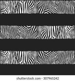 Stripes with the zebra texture on a black background