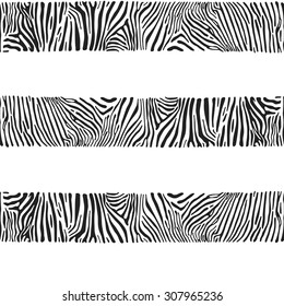 Stripes with the zebra texture on a white background