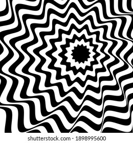 Stripped background. Linear optical illusion backdrop vector design.