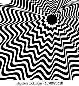Stripped background. Linear optical illusion backdrop vector design.
