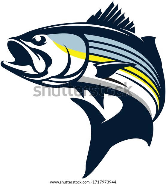 Stripped Bass Logo, A Unique Clean & Eye\
Catching Vector of Stripped Bass fish Jumping Out of the Water.\
Great Vector to Use for Decals, Logo, Shirts,  Etc, to make your\
fishing Activity look\
Cool.