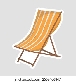 Stripped Beach Chair Vector Illustration Sticker. A colorful striped beach chair, evoking relaxing holiday vibes. Perfect for summer, vacation, and coastal-themed designs