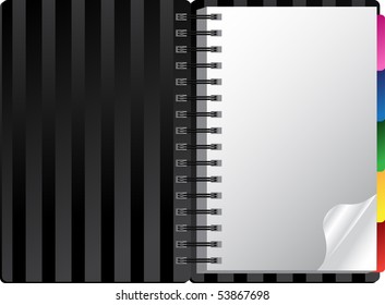 Stripped black notebook on spring