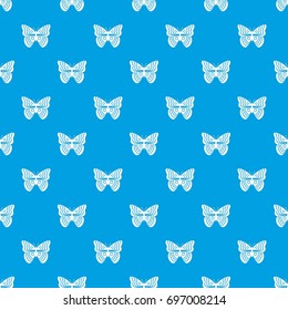 Stripped butterfly pattern repeat seamless in blue color for any design. Vector geometric illustration