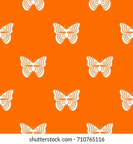 Stripped butterfly pattern repeat seamless in orange color for any design. Vector geometric illustration