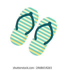 Stripped cartoon flip flops. Beach slippers for summertime. Rubber open footwear