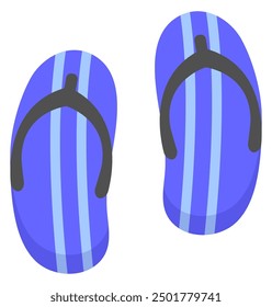 Stripped cartoon flip flops flat icon isolated on white background.