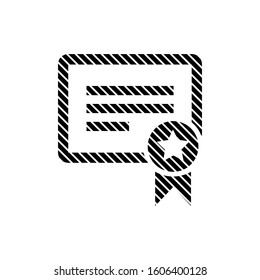 Stripped Certificate Icon. Certificate made of lines. Stock vector illustration isolated on white background.