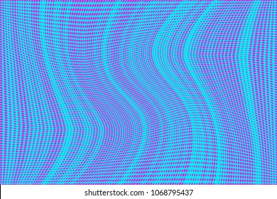 Stripped halftone dots pattern texture background. Black and white pixels. Modern dotted vector illustration. Abstract wavy lines. Points backdrop. Polka dots blue red pattern 