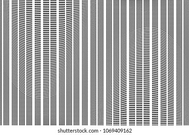 Stripped halftone dots pattern texture background. Black and white pixels. Modern dotted vector illustration. Abstract wavy lines. Points backdrop. Polka dots monochrome pattern