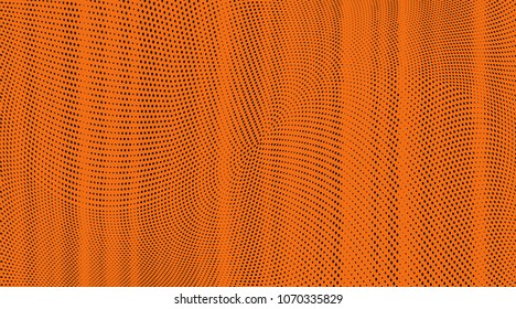 Stripped halftone dots pattern texture background. Black and white pixels. Modern dotted vector illustration. Abstract wavy lines. Points backdrop. Polka dots orange brown pattern 